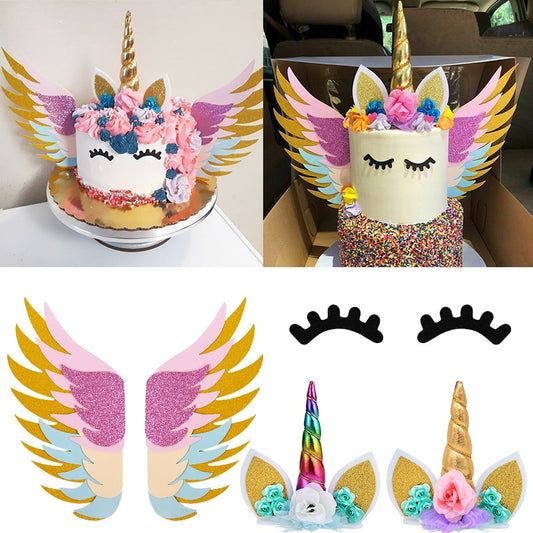 Rainbow Unicorn Cake Topper Kids Girl Birthday Party DIY Decoration Baby Shower Wedding Favors Unicorn Theme Party Supplies