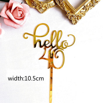 New Gold Acrylic Happy Birthday Cake Topper Sweet16 20th 30th 40th Special Age Birthday Party Decoration Supplies