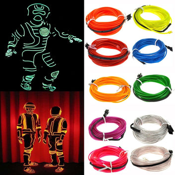 Glow EL Wire Cable LED Neon Christmas Dance Party DIY Costumes Clothing Luminous Car Light Decoration Clothes Ball Rave 1m/3m/5m