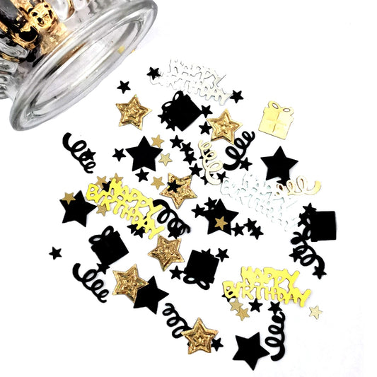 15g Mixed Confetti Sparkly Black Golden Star Streamer Table Scatter Sequin Baby Birthday Wedding Party Decor Joyeux Anniversaire