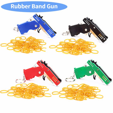 1PCS Mini keychain gun rubber band gun Toy Gun Shooting Pistol Alloy Kid Outdoor Party Folding metal gun gift boyfriend Gift