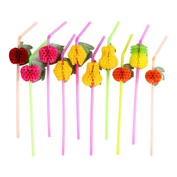 25/50Pcs Flamingo Pineapple Drinking Straws Hawaiian Beach Tropical Birthday Party Decoration Summer Pool Party Wedding Supplies