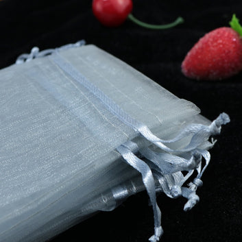 100pcs White Organza Candy Bags with Satin Drawstring Wedding Xmas Party Favor Gift Jewelry Wrapping Pouches