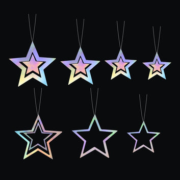 Laser Mirror Paper Star Dot Garland for Wedding Kids 1st Mermaid Birthday Party Decoration Baby Shower Christmas Hanging Banner