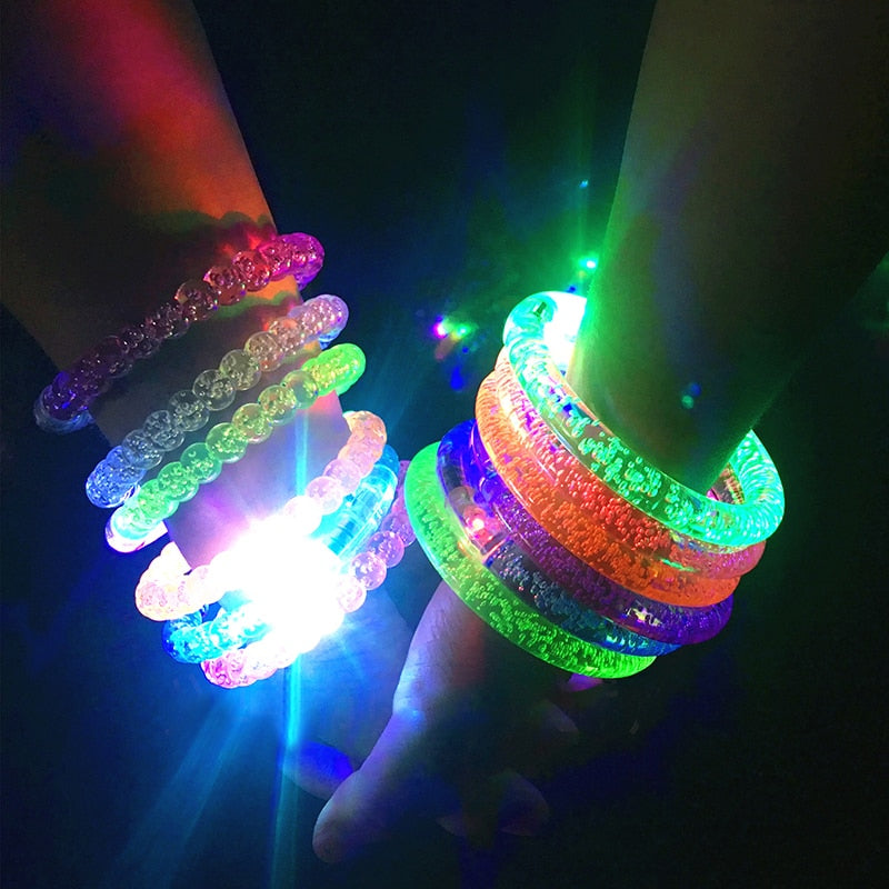 1PC Flash Dance Bracelets Wristbands LED Flashing Wrist Glow Bangle In The Dark Carnival Birthday Gift Neon Party Supplies