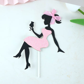 Black Acrylic Cake Topper Silhouette Girl Princess Wedding Bride and Groom Decorations Dessert Cupcake Topper Party Supplies