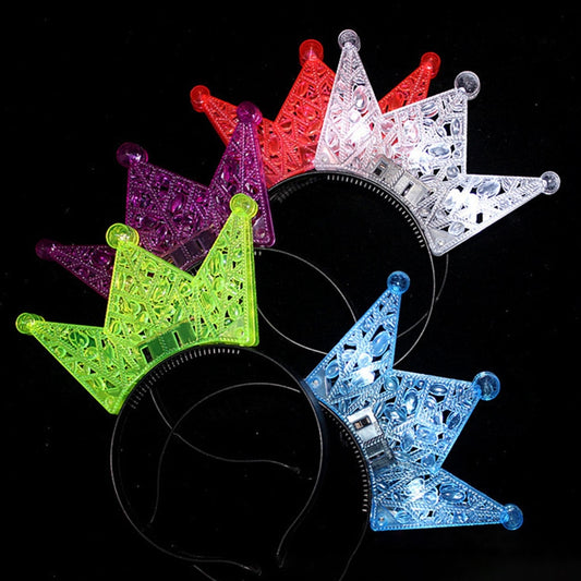 10Pcs/Set Women Girl Princess Tiara Crown LED Flashing Headband Kids Adults Light Up Rave Glow Party Wedding Birthday Halloween