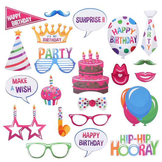 22pcs Happy Birthday Photo Booth Props Funny Birthday Decor For Celebrating Birthday Party Decorations Photobooth Props